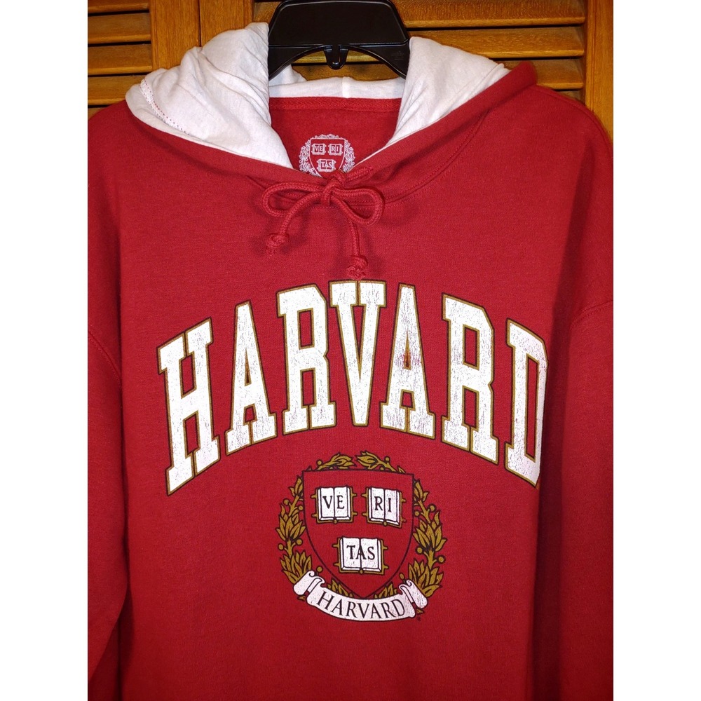 Harvard University Crimson Red White Hoodie Sweatshirt Ivy Collegiate Pullover L - Picture 3 of 7